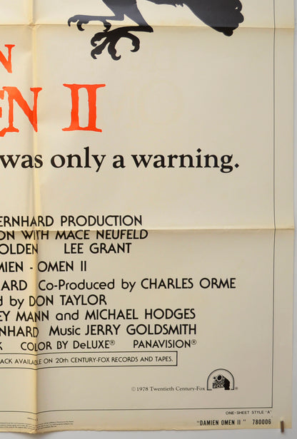 DAMIEN - OMEN II (Bottom Right) Cinema One Sheet Movie Poster 