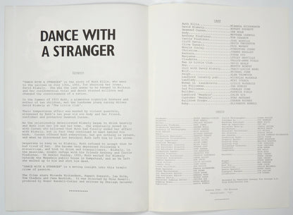 DANCE WITH A STRANGER Cinema Exhibitors Press Synopsis Credits Booklet - INSIDE 