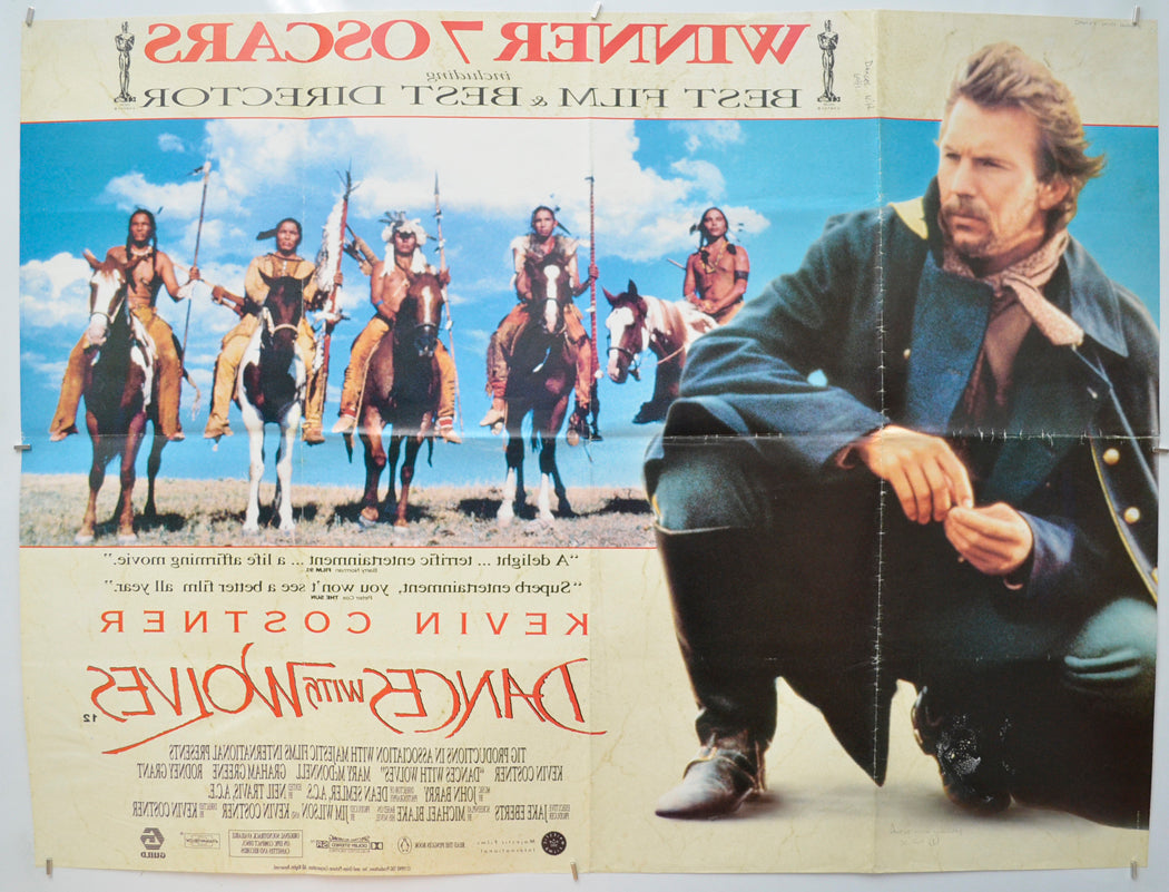 DANCES WITH WOLVES (Back) Cinema Quad Movie Poster 