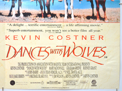 DANCES WITH WOLVES (Bottom Right) Cinema Quad Movie Poster 