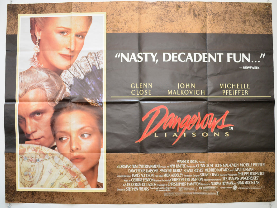 Dangerous Liaisons  Original British Quad Poster - Film Poster - Movie Poster 