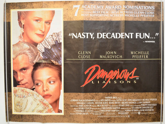 Dangerous Liaisons  Original Quad Poster - Film Poster - Movie Poster