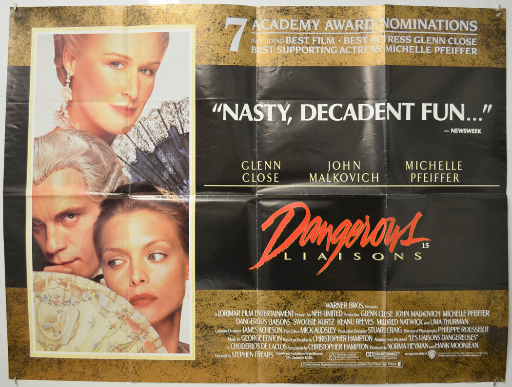 Dangerous Liaisons  Original Quad Poster - Film Poster - Movie Poster