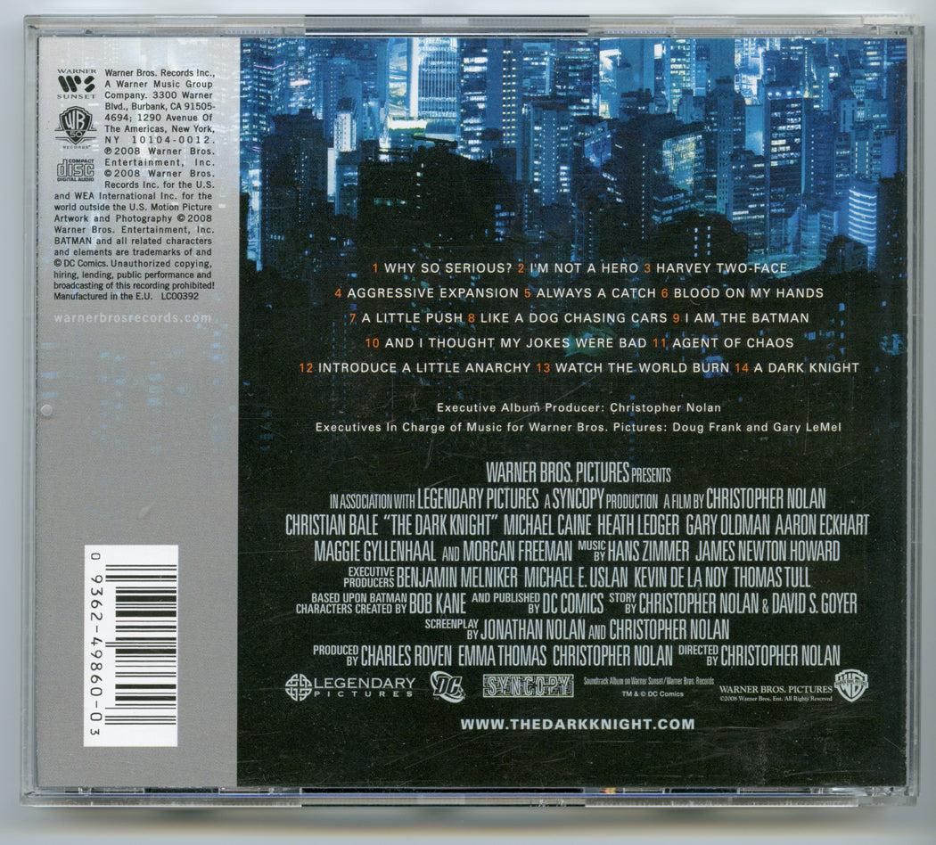 THE DARK KNIGHT Original CD Soundtrack (back) 