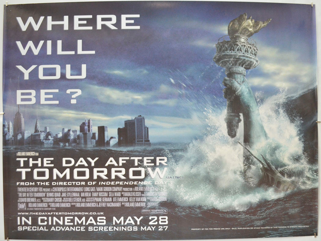 The Day After Tomorrow Original Quad Poster - Film Poster - Movie Poster