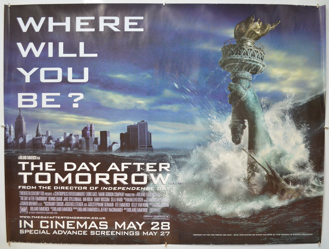 The Day After Tomorrow (New York Version)  Original Quad Poster - Film Poster - Movie Poster