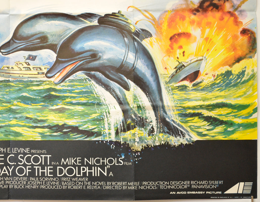 THE DAY OF THE DOLPHIN (Bottom Right) Cinema Quad Movie Poster 