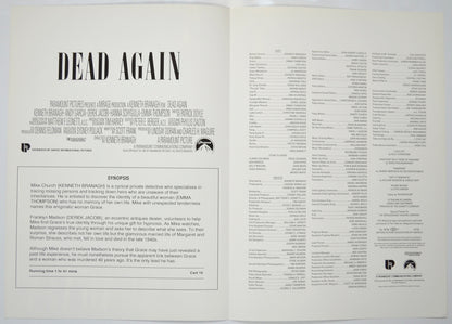 DEAD AGAIN Cinema Exhibitors Press Synopsis Credits Booklet - INSIDE 