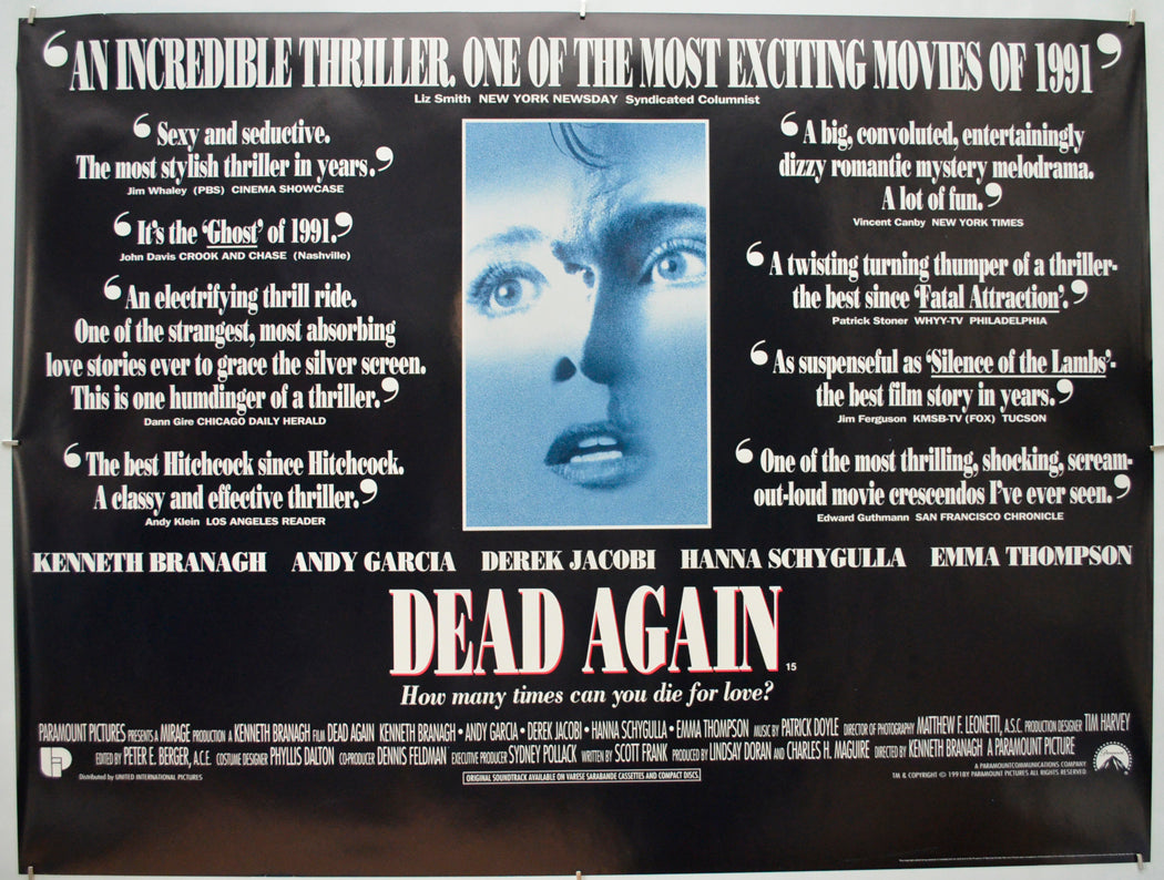 Dead Again (Reviews Version) Original Quad Poster - Film Poster - Movie Poster