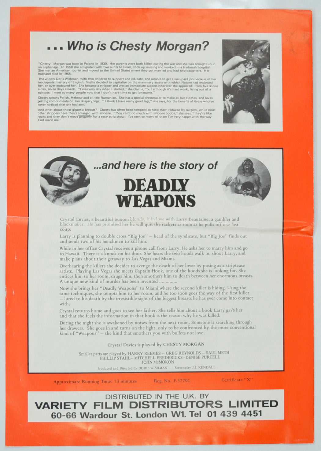 DEADLY WEAPONS Cinema Exhibitors Campaign Pressbook - BACK  