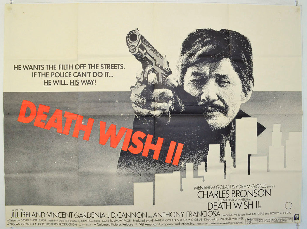 Death Wish II  Original British Quad Poster - Film Poster - Movie Poster