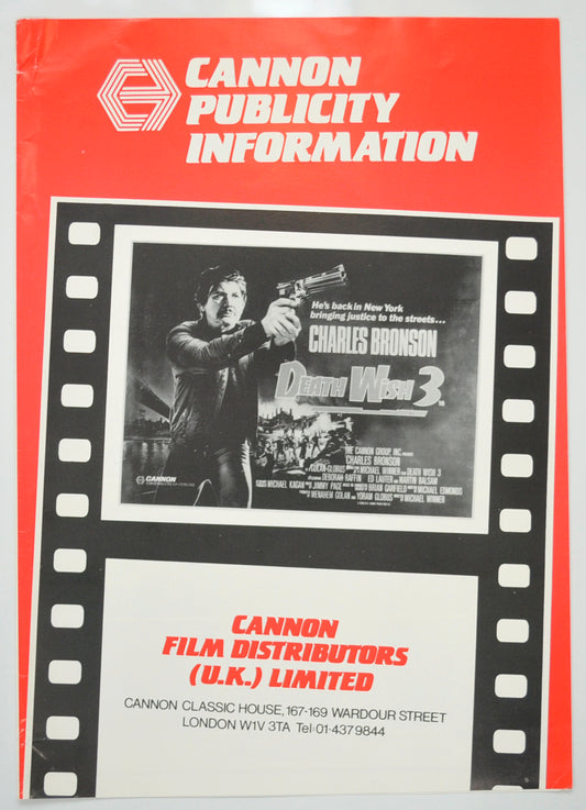 Death Wish 3 Original 4 Page Cinema Exhibitors Campaign Pressbook (UK)