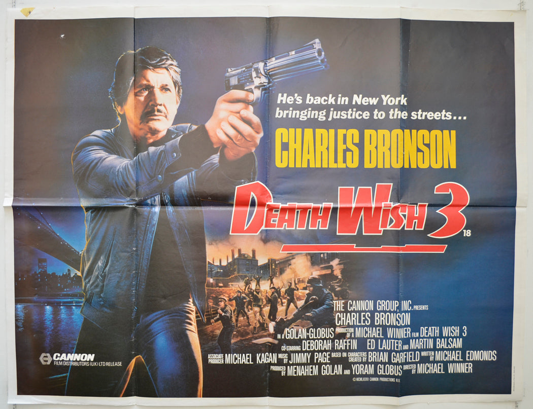 Death Wish 3  Original British Quad Poster - Film Poster - Movie Poster 