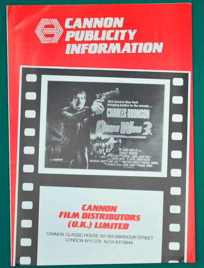 Death Wish 3    Original 4 Page Cinema Exhibitor's Campaign Press Book  + Exhibitors Campaign Sheet For Death Wish II     