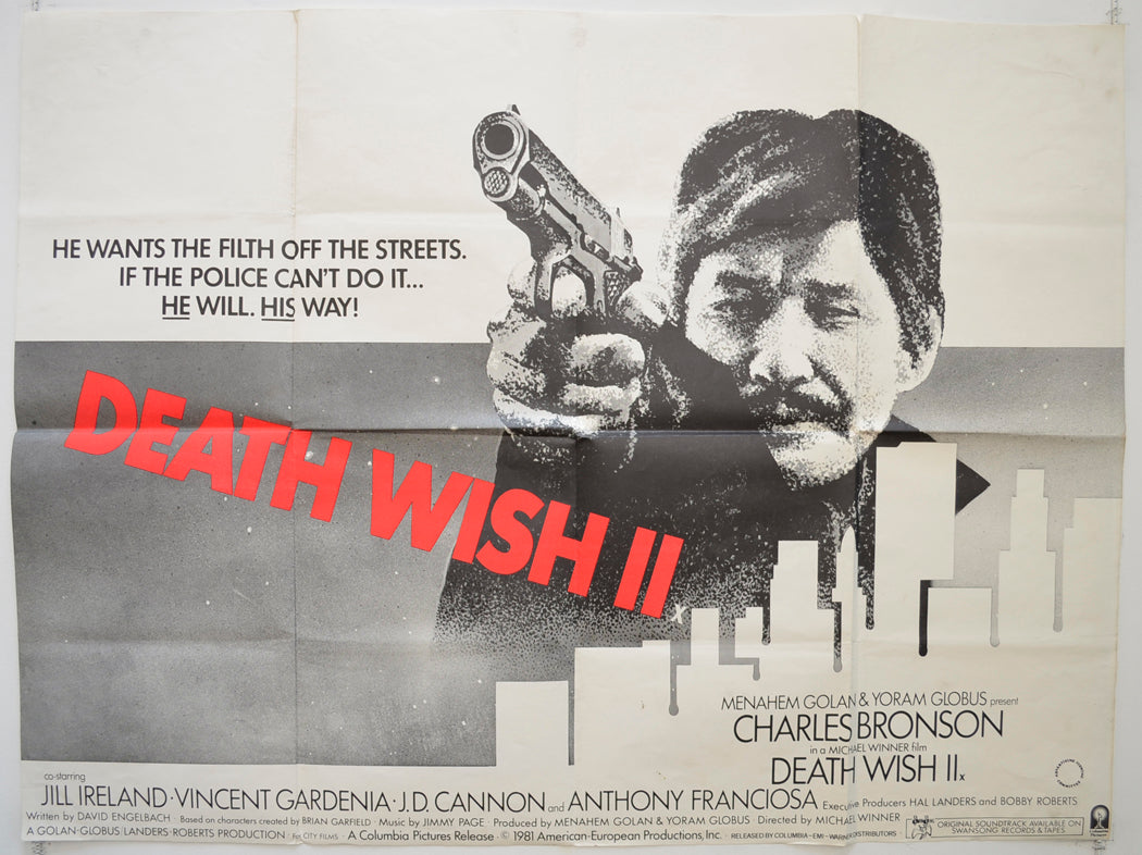 Death Wish II  Original British Quad Poster - Film Poster - Movie Poster 