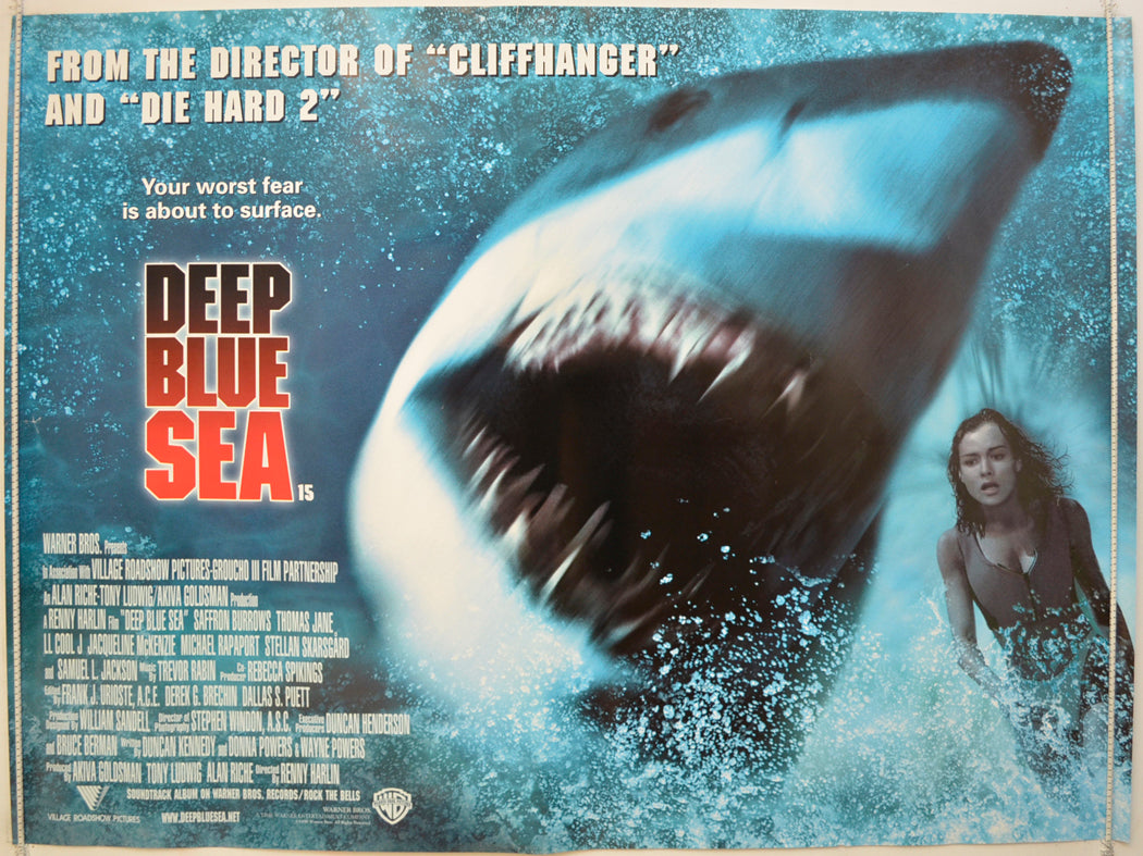 Deep Blue Sea  Original Quad Poster - Film Poster - Movie Poster 