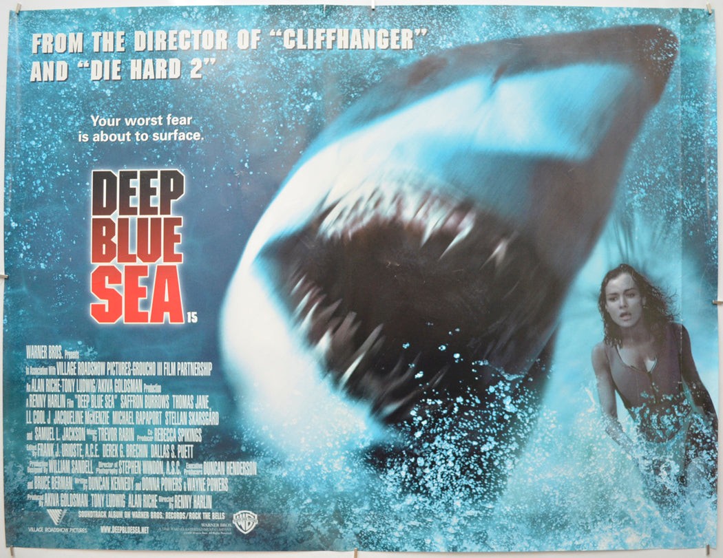 Deep Blue Sea Original Quad Poster - Film Poster - Movie Poster