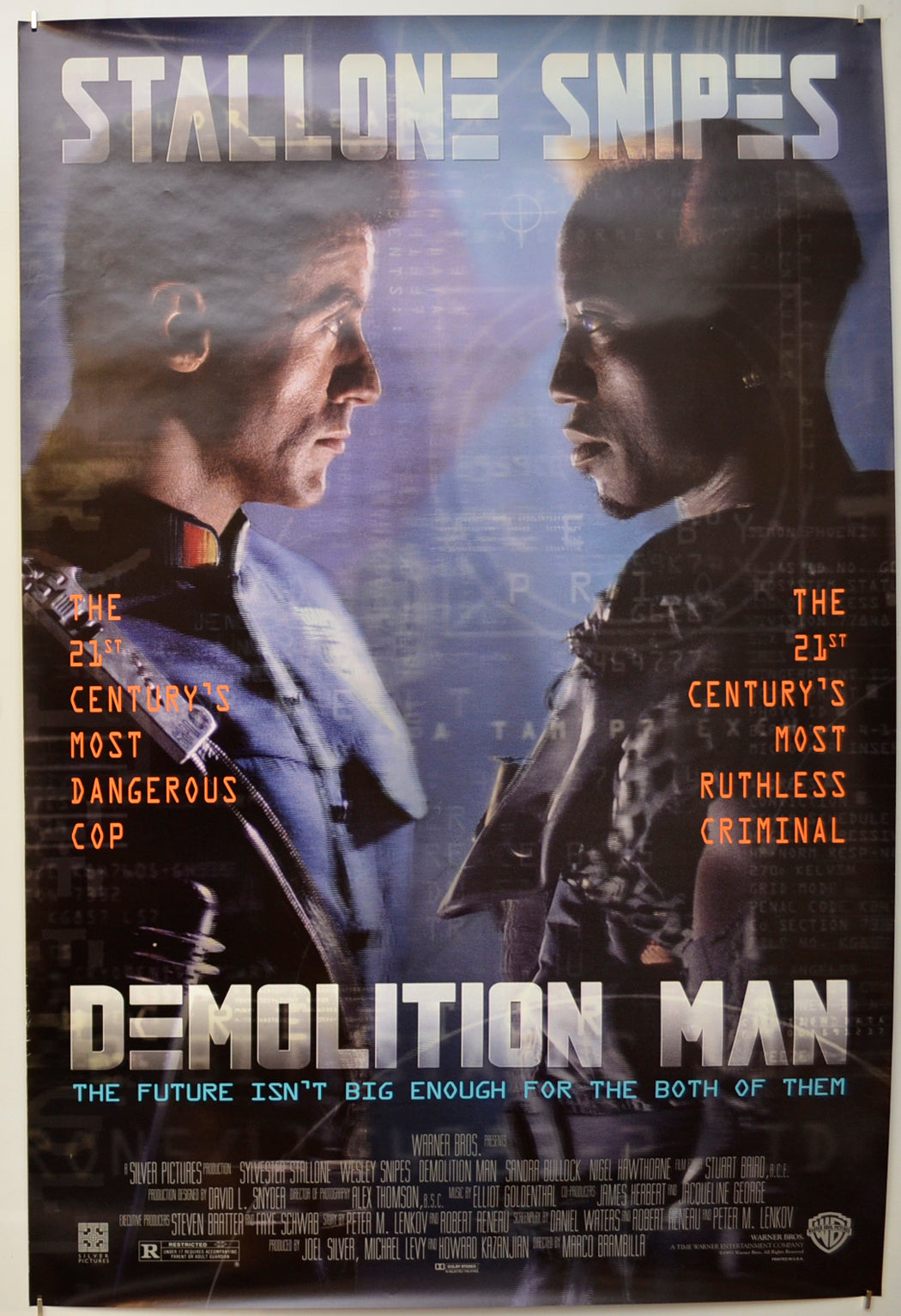 Demolition Man Original One Sheet Poster - Film Poster - Movie Poster  