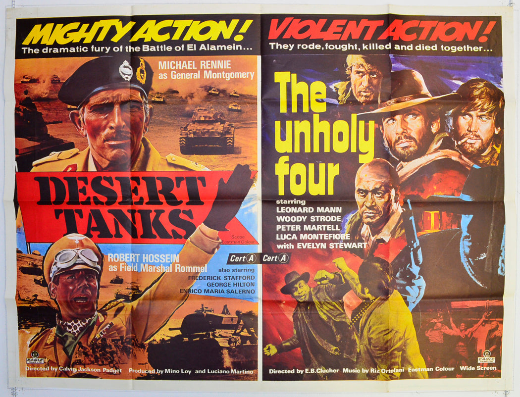 Desert Tanks / The Unholy Four  Original British Quad Poster - Film Poster - Movie Poster 