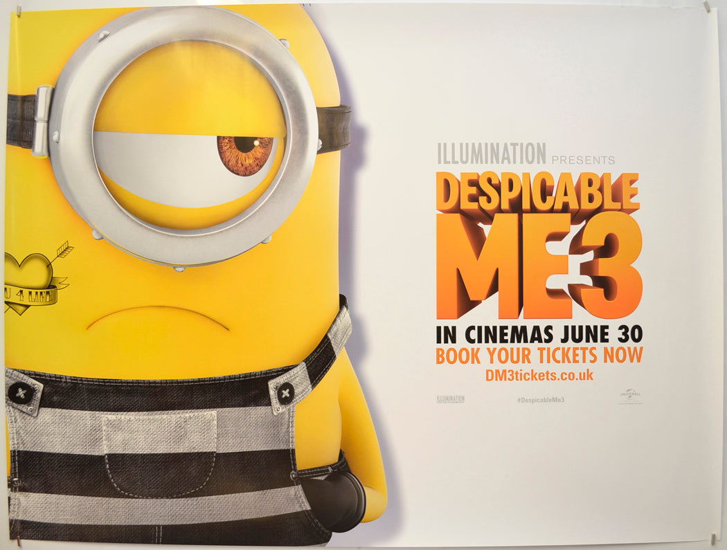 Despicable Me 3 (Gru 4 Life Tattoo - Teaser / Advance Version)  Original Quad Poster - Film Poster - Movie Poster