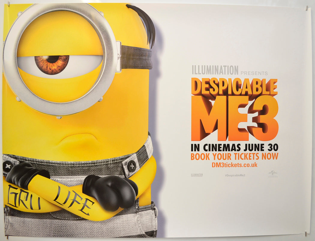 Despicable Me 3 (Gru Life Tattoo - Teaser / Advance Version) Original Quad Poster - Film Poster - Movie Poster