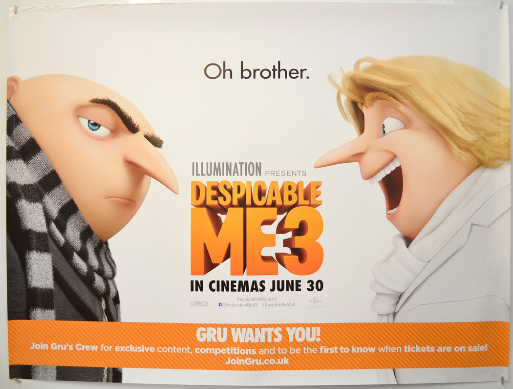 Despicable Me 3 (Oh Brother - Teaser / Advance Version) Original Quad Poster - Film Poster - Movie Poster