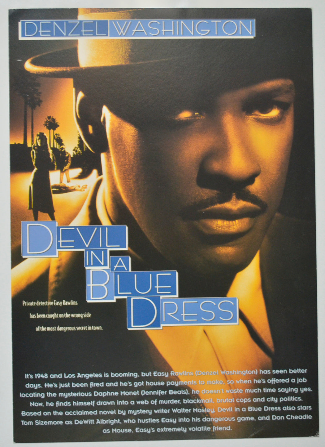 Devil In A Blue Dress Original Cinema Exhibitors Press Synopsis / Credits Card (UK)