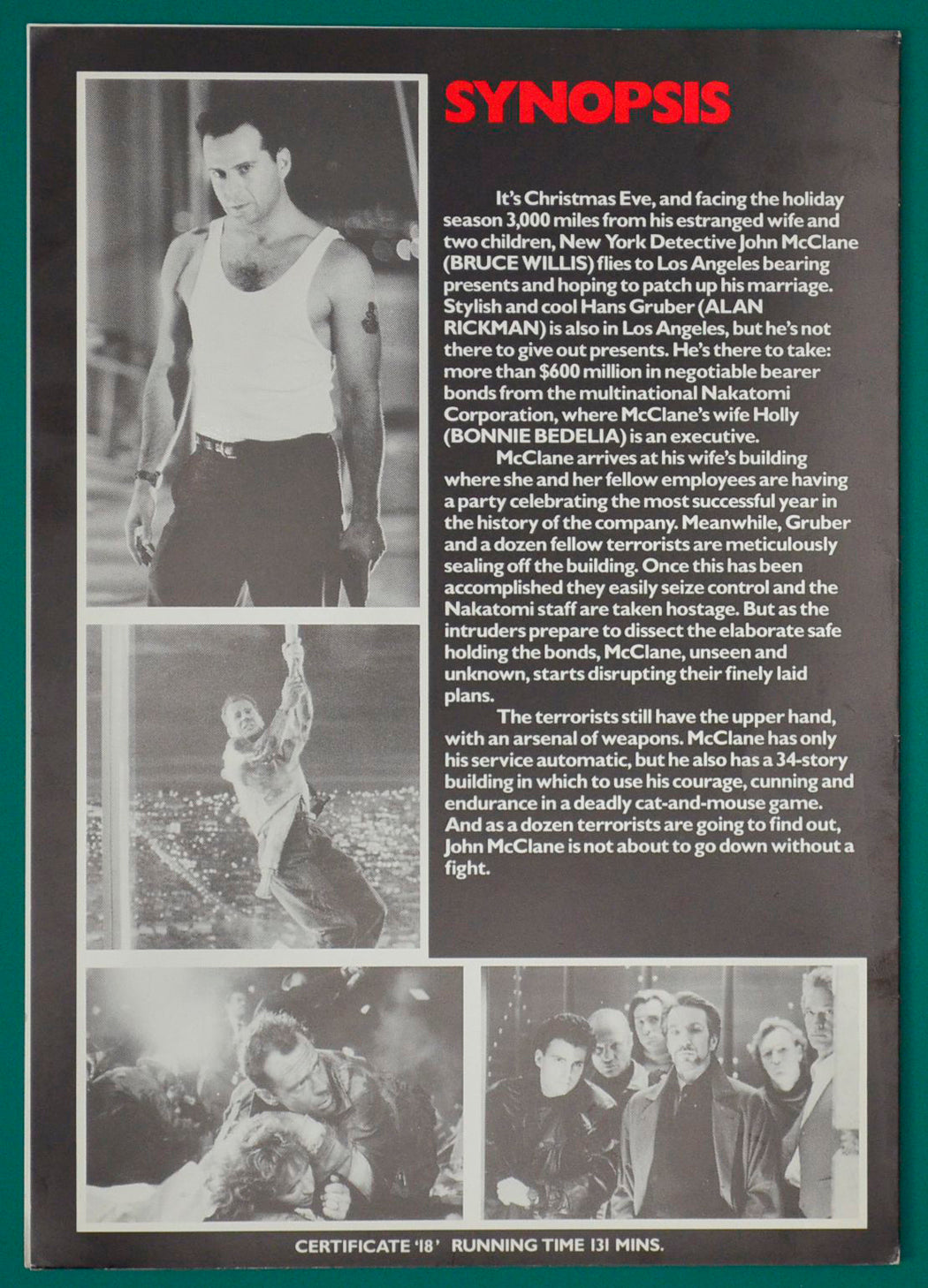 Die Hard - Synopsis Booklet - Back