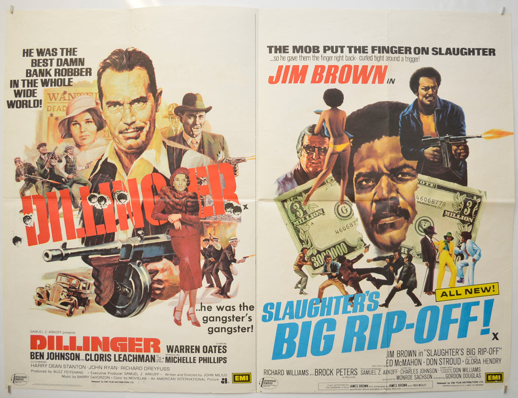 Dillinger / Slaughter’s Big Rip Off (Double Bill)  Original Quad Poster - Film Poster - Movie Poster