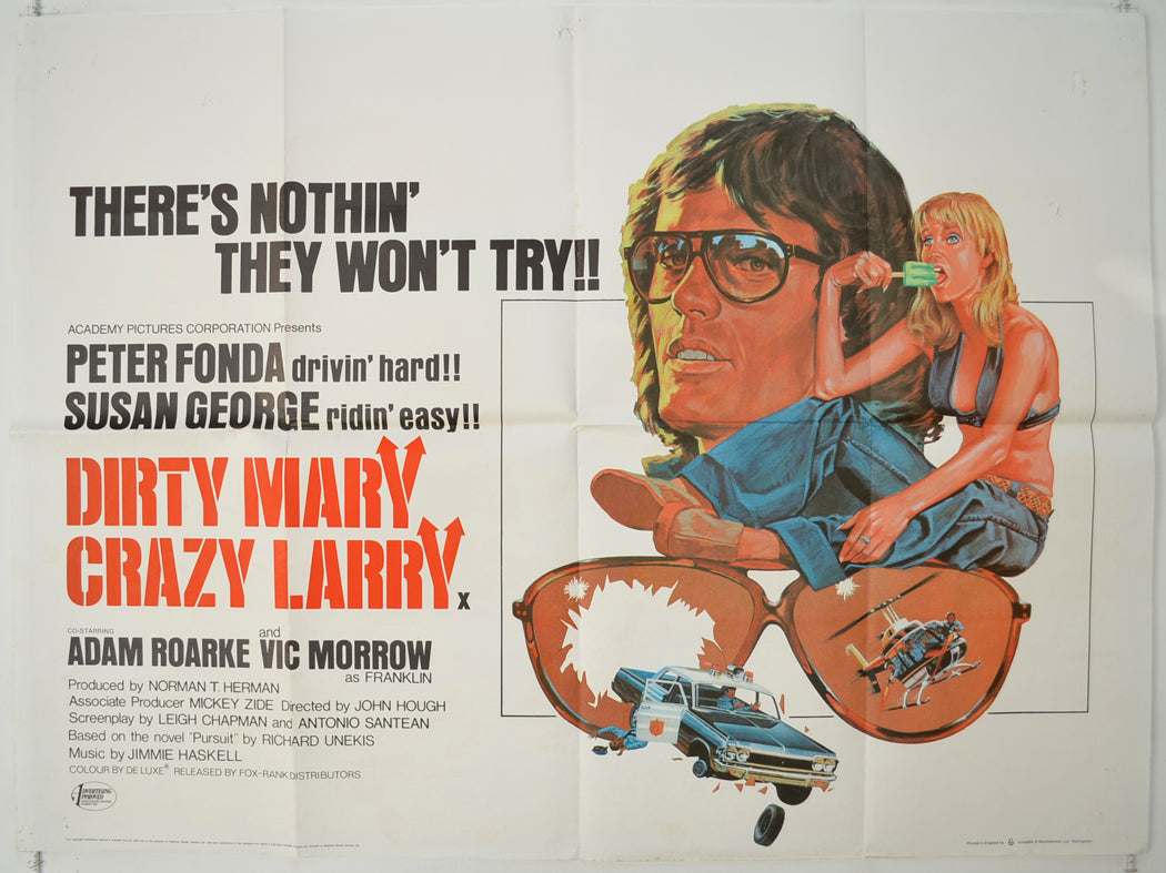 Dirty Mary, Crazy Larry   Original Quad Poster - Film Poster - Movie Poster 