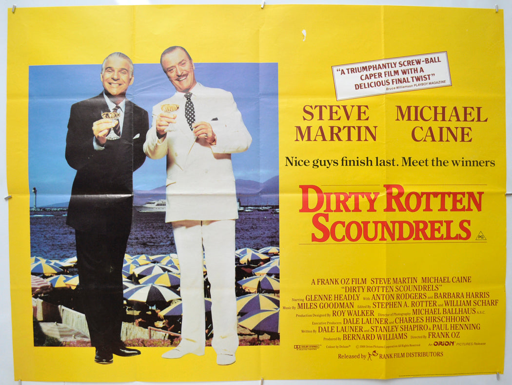 Dirty Rotten Scoundrels Original Quad Poster - Film Poster - Movie Poster