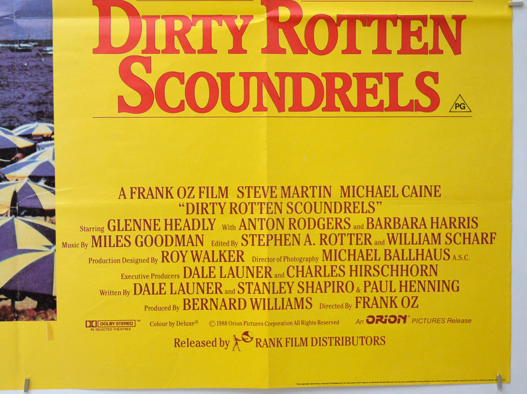 DIRTY ROTTEN SCOUNDRELS (Bottom Right) Cinema Quad Movie Poster 