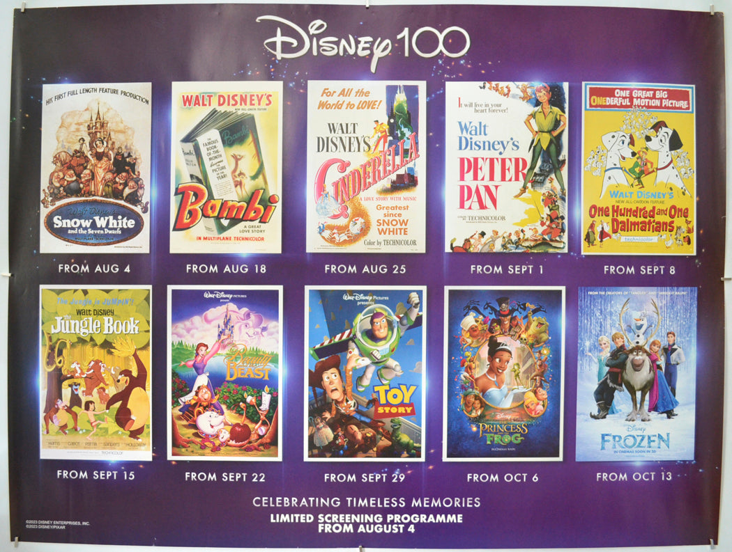 Disney 100 (Poster for screenings throughout Disney’s 100th Anniversary year) Original Quad Poster - Film Poster - Movie Poster