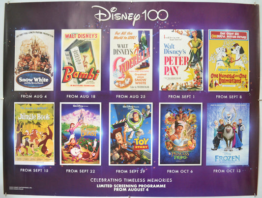 Disney 100 (Poster for screenings throughout Disney’s 100th Anniversary year) Original Quad Poster - Film Poster - Movie Poster