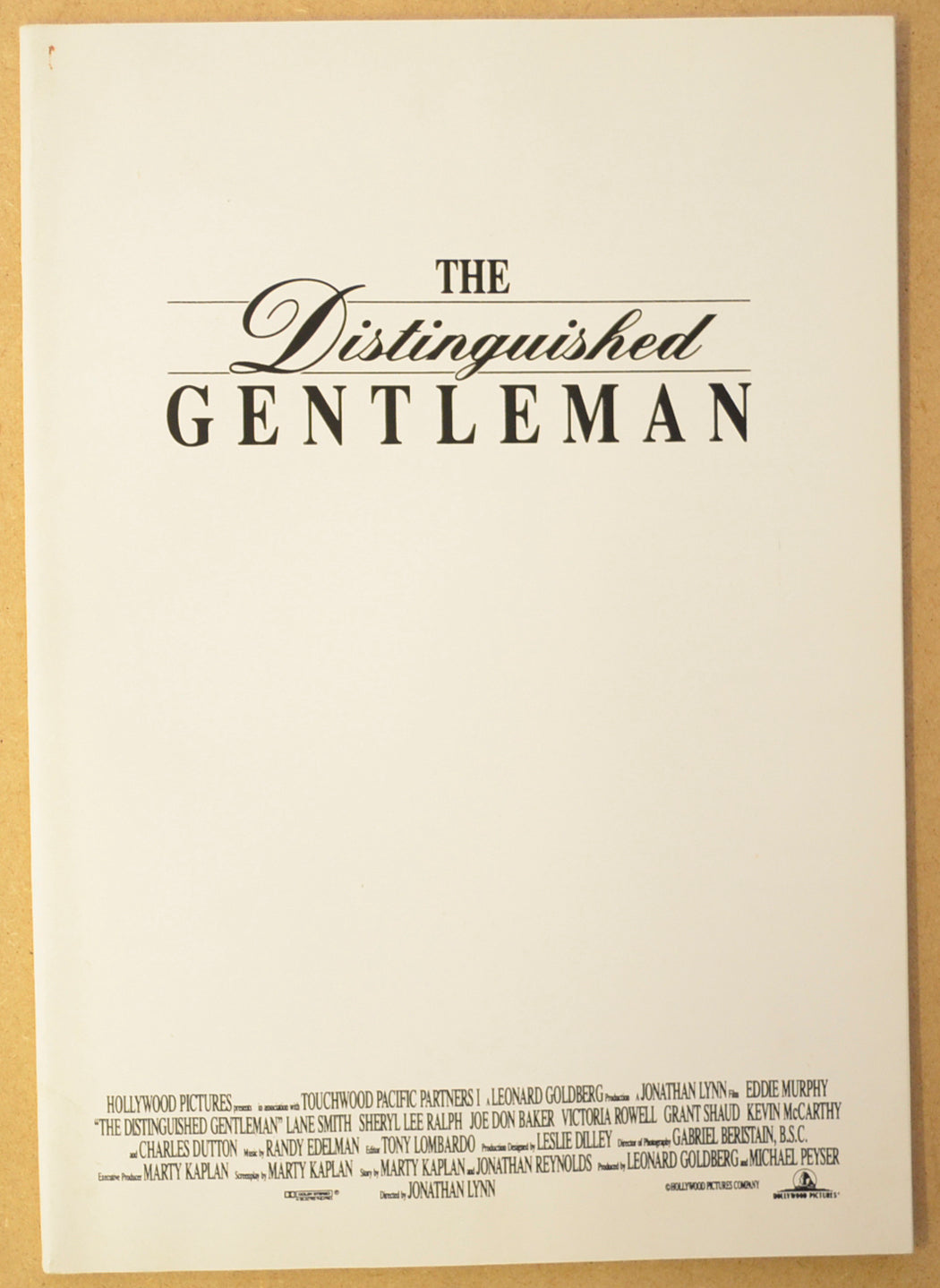 DISTINGUISHED GENTLEMAN Original Cinema Press Kit – Production Info 