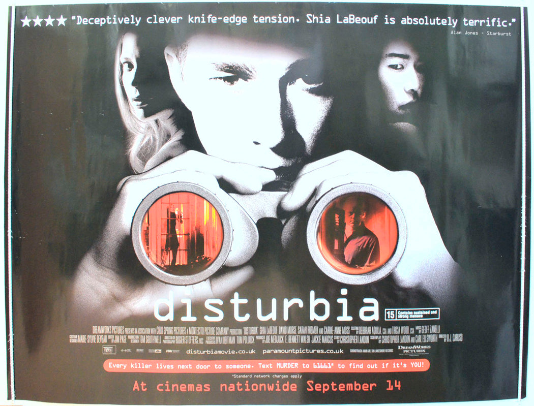 Disturbia Original British Quad Poster - Film Poster - Movie Poster 