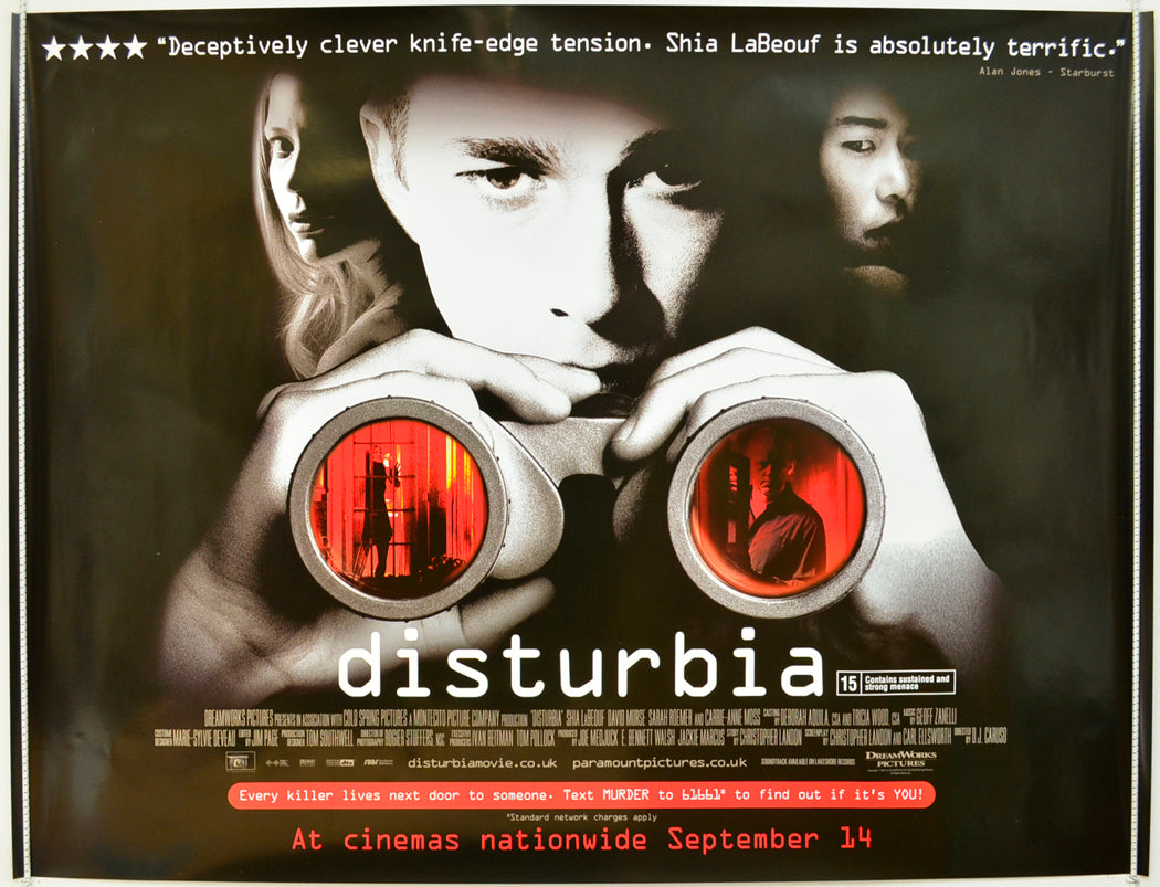 Disturbia Original Quad Poster - Film Poster - Movie Poster  