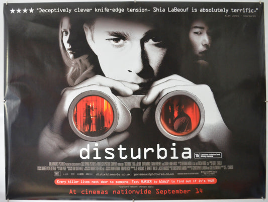 Disturbia Original Quad Poster - Film Poster - Movie Poster