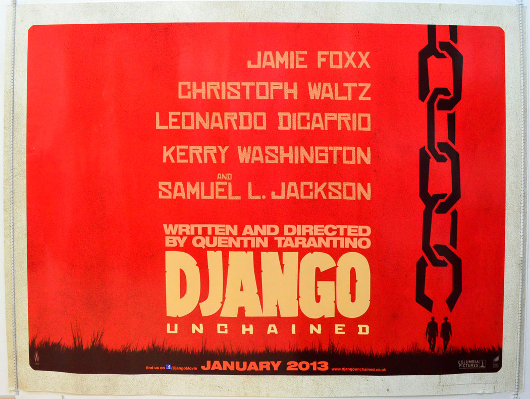 Django Teaser Poster “Django Unchained” (Teaser / Advance Version) Original British Quad Po ...
