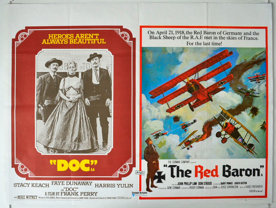 Doc / The Red Baron  (Double Bill)   Original British Quad Poster - Movie Poster