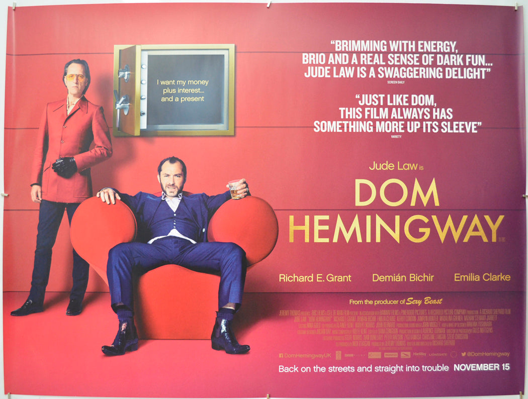 Dom Hemingway Original Quad Poster - Film Poster - Movie Poster  