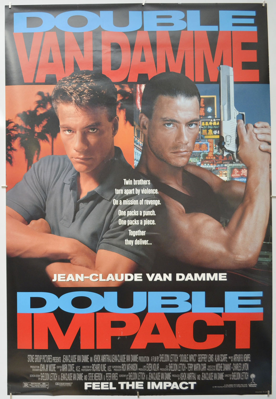 Double Impact  Original One Sheet Poster - Film Poster - Movie Poster