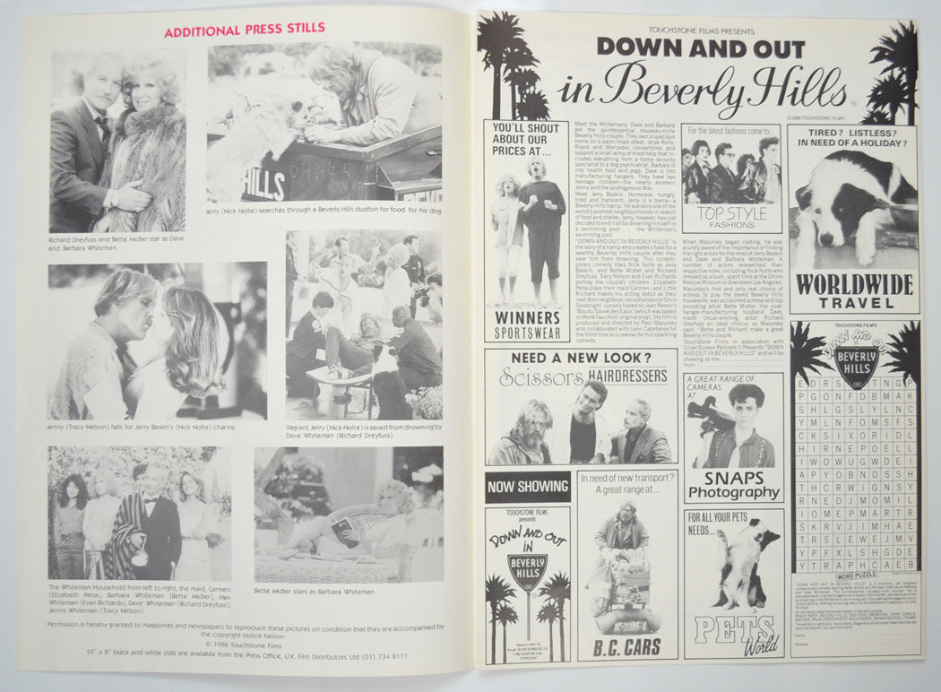 DOWN AND OUT IN BEVERLY HILLS Cinema Exhibitors Campaign Pressbook - INSIDE 