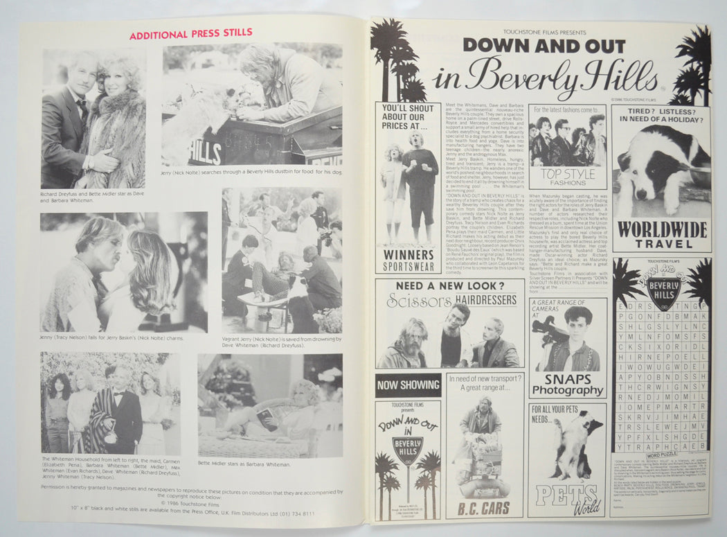 DOWN AND OUT IN BEVERLY HILLS Cinema Exhibitors Campaign Pressbook - INSIDE 