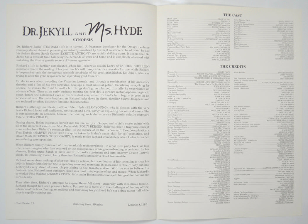 DR JEKYLL AND MS HYDE Cinema Exhibitors Press Synopsis Credits Booklet - INSIDE 