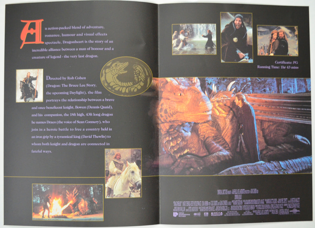 DRAGONHEART Cinema Exhibitors Press Synopsis Credits Booklet - INSIDE 