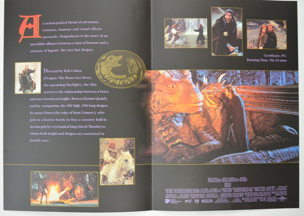 DRAGONHEART Cinema Exhibitors Press Synopsis Credits Booklet - INSIDE 