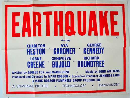 Earthquake  (Title / Text Only Version)   Original British Quad Poster - Movie Poster