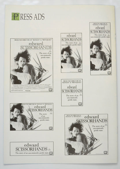 EDWARD SCISSORHANDS Cinema Exhibitors Campaign Pressbook - BACK 