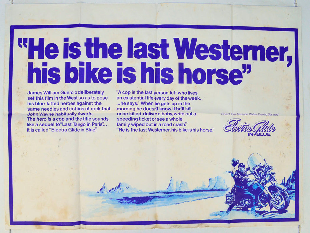 Electra Glide In Blue  Original British Quad Poster - Film Poster - Movie Poster